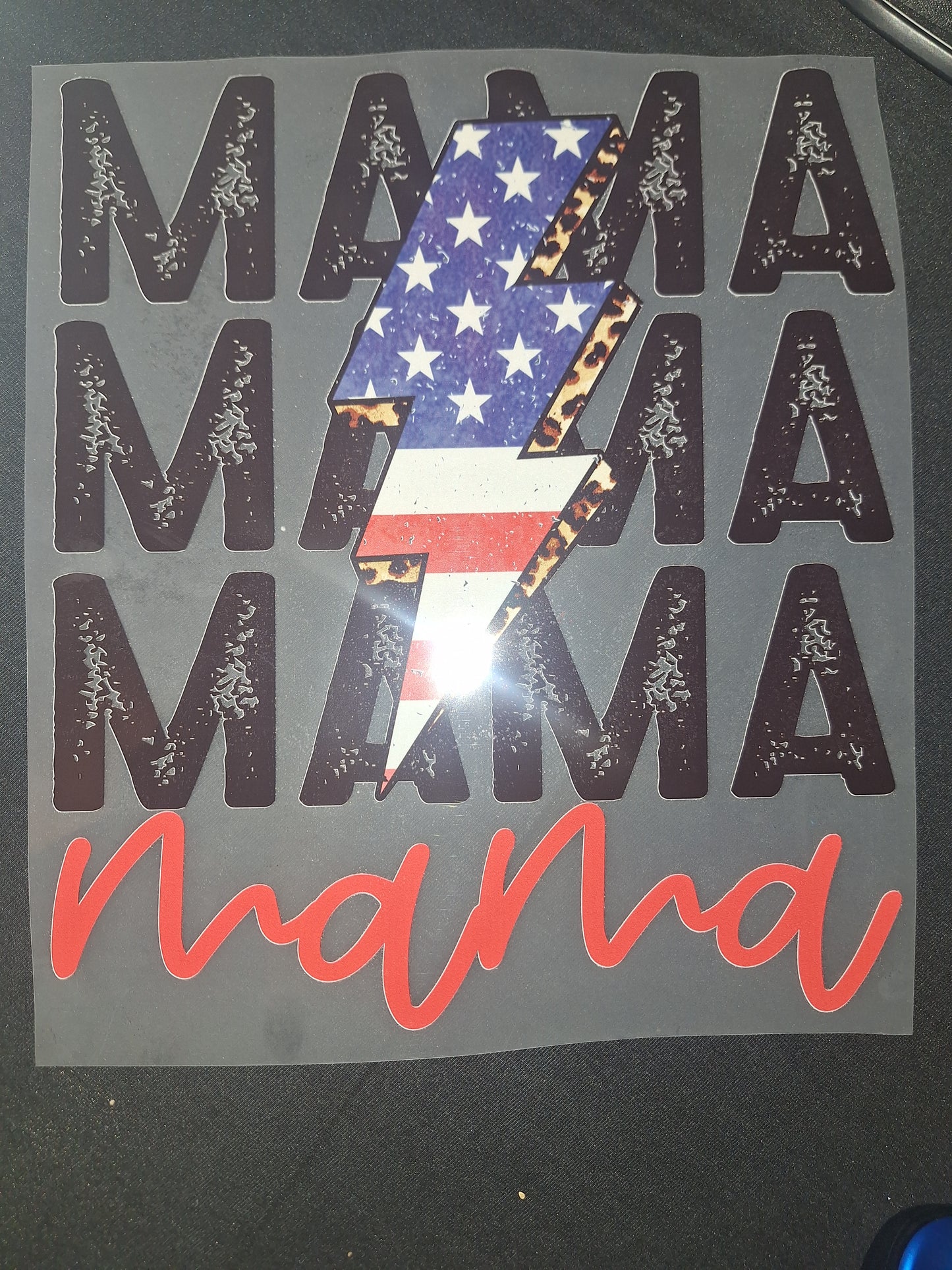 Mama with American flag lightening bolt