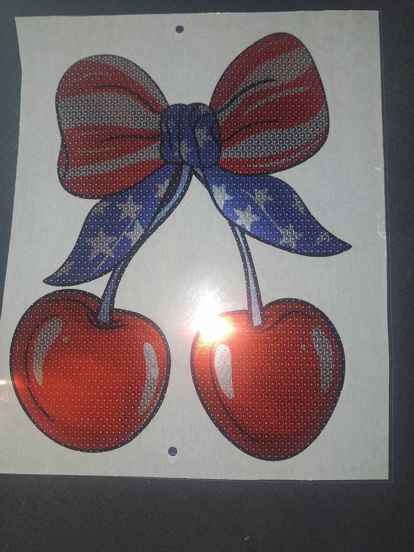 American flag bow & cherries sequin spangle