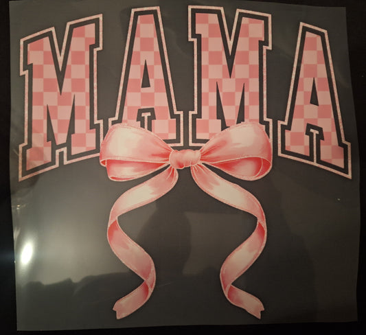 Light pink checked mams with bow
