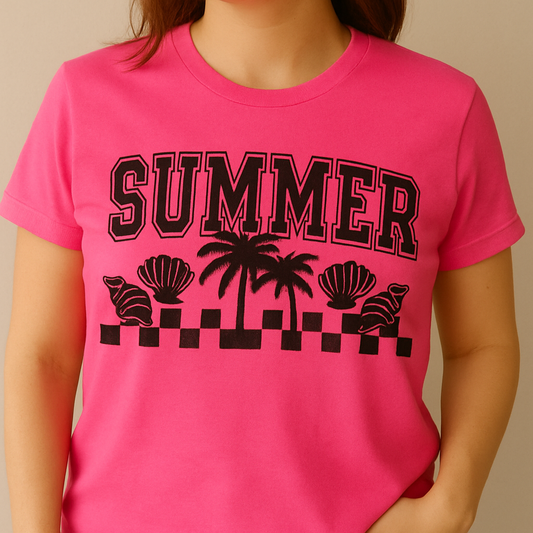 Summer with palm trees and shells